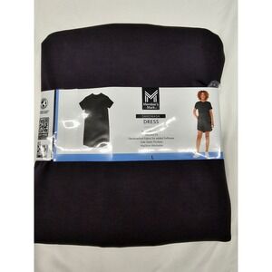Member's Mark Sandwash Dress Womens Large Black Short Sleeve Relaxed Fit Pockets